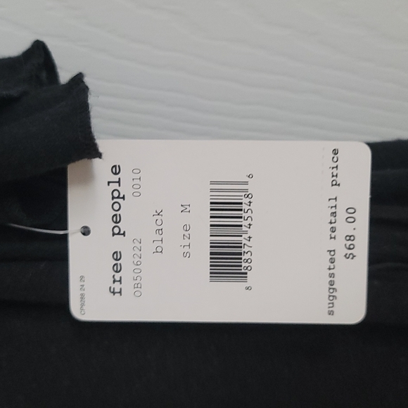 Medium Black Free People V-Neck Open shoulder lightweight Top - Picture 2 of 5